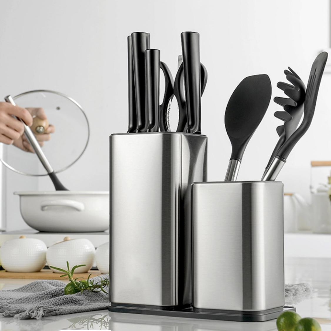 Держатель блока ножей, Блок ножей для столовых приборов, Бытовая стойка для ножей из нержавеющей стали, Стойка для хранения ножей, Кухонные принадлежности(без ножей),